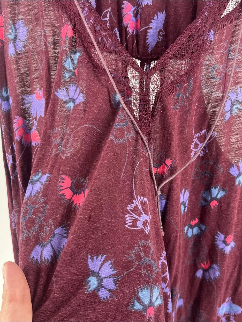 Free People Plum Floral Sheer Sleeveless Tunic
